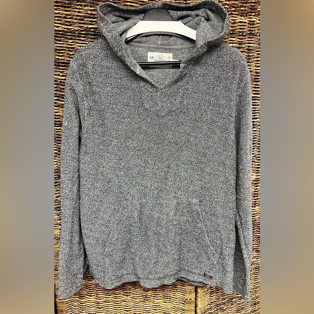 Faherty Brand-Marl Baja Charcoal Grey Textured‎ Pullover, Men’s-Large,Huckberry